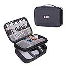 BUBM Electronic Organizer, Double Layer Travel Gadget Carry Bag for Cables, Plugs, Earphone, Flash Hard Drive and More-a Sleeve Pouch for iPad Mini(Medium, Black)