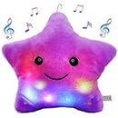 Bstaofy Creative Musical Glow Twinkle Star Lullaby Light up Stuffed LED Toys Animated Soothe Kids Emotions Festival Gift for Toddlers, Purple
