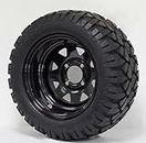 12" BLACK Steel Wheels and 20x10-12 DOT STINGER All Terrain Tires Combo - Set of 4
