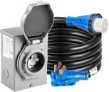 4 Prong 50 Amp Generator Cord 50FT & Power Inlet Box Waterproof Combo Kit ETL