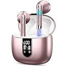 Wireless Earbuds, Bluetooth 5.3 Headphones in-Ear with CVC8.0 Noise Cancelling Mic, 40H Bluetooth Ear bud with 14.2mm Driver Stereo, Wireless Earphones IP7 Waterproof for Android/iOS, USB-C, Rose Gold