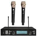 Xtreme Acoustics XAB02G Professional UHF Wireless Handheld Dual Channel Microphone System for Singing, Recording, Karaoke, Stage Events, Party, Amplifier PA Mixer (Gold)