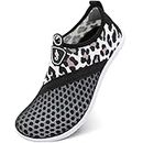Womens Water Shoes for Outdoor Sports Quick Dry Swim Sock Water Sports Shoes Leopard 6-7 Women
