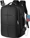 Travel Backpack, Carry On Backpack Flight Approved with USB Charging Port, Extra Large Backpack, 40L Expandable Waterproof Business Luggage Casual Bag Fits 17 Inch Laptops, Travel Gifts for Men Women