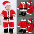 Christmas Baby Boy Girl Clothes Santa Claus Tops+Pants+Hat+Shoes Xmas Outfit
