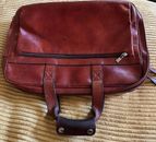 Bosca Old Leather Single Gussett Stringer Bag- Brown Red Briefcase Laptop Bag