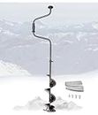 SONGBATE 8'' Hand Ice Auger with Dual Curved Blades, Hand Auger for Ice Fishing
