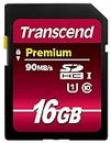 Transcend Premium - Tarjeta de Memoria SDHC 16GB UHS-I Clase 10 de Ultra Alta Velocidad Para Cámaras Profesionales