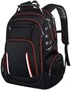 Laptop Backpack for Men, Large Travel Computer Backpack with USB Charging Port for Work Business Fits 17 Inch Notebook, Big College School Bookbag, 40L, Anti Theft, Water Resistant, Red