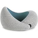 OSTRICHPILLOW GO Travel Pillow with Memory Foam for Airplanes, Car, Neck Support for Flying, Power Nap Pillow, Travel Accessories for Women and Men - Colour Blue Reef