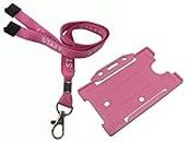 Staff Lanyard Metal Clip & Holder Choose Your Colour PinkSet