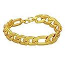 Memoir Gold plated Brass, Grooved Fiagaro link, Heavy Fashion Bracelet Men, Clothing accessory Stylish