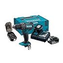 Makita DHP482JX14 18V Li-ion LXT Brushless 50th Anniversary Combi Drill Complete with 2 x 5.0 Ah Batteries, Charger and Screw Bit Set Supplied in a Makpac Case