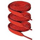 3 Pair Flat 5/16" Wide, 52" Lengths Many Colors Athletic Sneaker Shoe Laces Strings Shoelaces Bootlaces Tennis Shoes Athletic -Red