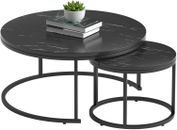 Set of 2 Round Coffee Tables Modern Accent Side End Table for Living Room
