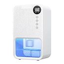 Dehumidifiers for Home, Dual-Semiconductor Quiet Dehumidifier with Timer Sleep Mode Auto-Off 7 Colors Light Intelligent Digital Display Portable Small Dehumidifiers for Bedroom, Bathroom, RV (White)