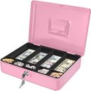 Cash Box with Money Tray and Lock - Metal Cash Box for Small Businesses, 9-Compa