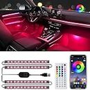 Hovano Car LED Lights, App Control with Smart Car Interior Lights, DIY Mode, Music Mode, RGB Inside Car Lights, 48 LEDs Lights for Car with USB Port, Car Accessories Gifts for Women Men