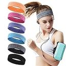 QiShang 6Pack Sweat Bands Headbands for Women Workout, Women's Fashion Non Slip Headband, Moisture Wicking Sweatband for Sports Running Athletic Yoga