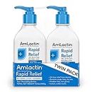 AmLactin Rapid Relief Restoring Body Lotion For Dry Skin – 7.9 oz Pump Bottles (Twin Pack) – 2-in-1 Exfoliator And Moisturizer With Ceramides And 15% Lactic Acid For 24-Hour Relief From Dry Skin