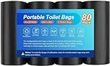 80 Portable Toilet Bags, Camping Toilet Bags, Biodegradable Porta Potty Bags, Thickened Toilet Waste Bags for 5 Gallon Bucket Toilet, Compostable Bags for Adults Outdoor Camping Car Travel