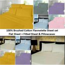 Flannelette 100% Brushed Cotton Sheet Set Soft Warm 4pc Thermal Bedding 7 Colors