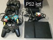 PlayStation 2 / PS2 Slim Console Bundle - 4x Controllers + Cords *Tested/Working