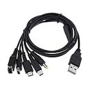 5 in 1 USB Charger Cable Compatible with Gameboy Advance SP(GBA SP)/DS Lite/NDS/Wii U/New 3DS XL/New 3DS/3DS XL/3DS/2DS/Dsi XL/PSP 1000 2000 3000 1.2 Meters