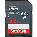 SanDisk Ultra 32GB SDHC Memory Card, up to 100MB/s, Class 10, Black/Grey
