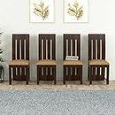 VINAYAK ART PLACE Solid Sheesham Wood Dining Chairs Only | Wooden Set of 4 Dinning Chair for Kitchen & Dining Room | Chairs with Beach Cushion Rosewood, Walnut Finish