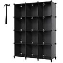 12 Cube Storage Shelf, Storage Bookcase Bookshelf with Metal Hammer, Storage Cubes Organizer Cabinet for Kids, Closet, Bedroom, Bathroom, (11.8x11.8x11.8 inch), Black