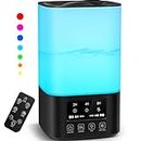 Cool Mist Humidifiers for Bedroom, Upgraded Humidifiers for Large Room Baby Home Plants, Quiet 3L Ultrasonic Air Humidifier Top Fill with Remote Control, 360° Nozzle, Night Light, Auto Shutoff - Black