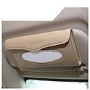Automaze PU Leather Car Sun Visor Back Seat Tissue Napkin Box Holder, Interior Car Accessories (Beige, Sun Visor Type)