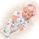 ZITA ELEMENT 10 Inch Newborn Reborn Baby Doll with Baby Doll Quilt Clothes Set Realistic Soft Baby Doll with 1 Cute Flower Quilt and 1 Hair Bands-Kids Girls Best Gift