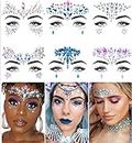 iMethod Face Jewels - Face Gems, Mermaid Face Jewels Stick On, Rave Accessories for Festival Holiday Costumes & Makeup, 6 Pcs, multicolored