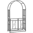 Outsunny 6.7 FT Steel Garden Arch with Gate Outdoor Courtyard Arbor for Climbing Vine Plants Lawn Backyard Decoration Dark Grey