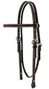 Tahoe Double Stitched Leather Browband Western Headstall, Multiple Colors & Sizes