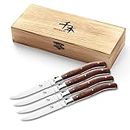 Senbon steak Knife 4 PCS set Practice desktop Knife color wooden Shank 420 Blade wooden Box Packaging