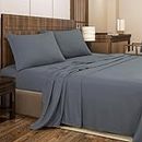 SereneSleep Queen Sheet Set Grey- 4 Pieces Hotel Quality Bed Sheets Queen Size - Extra Soft, Easy Care Bedding Sets Queen Size - Brushed Microfibre Wrinkle, Stain Resistant (Queen, Grey)