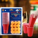 1 Set of 24 pcs Disposable Cup Plastic Cup Beer Pong Game Kit Tennis Balls Cups Board Games Party
