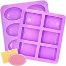 SIMUER Moldes de jabón de Silicona,Silicone Soap Molds, 2Pcs Cake Mold, Rectangle & Oval Silicone Molds for Soap Making, Nonstick Cake Baking Molds