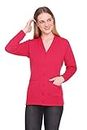 jorden4u Women's Acrylic Blend V-Neck Sweater (2522_Pink_2XL)
