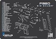 Cerus Gear Cleaning Promat with Sig Sauer P320 Schematic Graphics, Versatile Gun Cleaning Mat, Great for Any Desk or Work Bench - 12 x 17 Inches