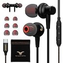 USB Type C Headphones with Super Bass and 7.1 Surround, 4 Sound Effects&Karaoke Mode in Ear Earphones Wired Earbuds for Samsung Galaxy S24 S22 S21 S20 Ultra Note20, iPhone 15 15Pro 15Pro Max iPad Pro