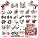 36 Pcs Hair Clips Baby Girl's Clip Bow-Knot Set Assorted Accessories Cute Bows Elastic Ties Gift