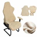 Computer Chair Covers Elastic Lambswool Gaming Armrest Pad Office Slipcover 4Pcs
