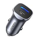 UGREEN Car Charger USB C, 20W Car Charger Adapter Fast Charging Car Phone Charger Dual USB PD Quick Charge for iPhone15, 14, 13, 12, 11, Galaxy Note 20 Ultra S24 S23 S22 S21 S Plus, Pixel 8 Pro