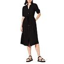 Amazon Essentials Women's Relaxed Fit Half-Sleeve Waisted Midi A-Line Dress, Black, M