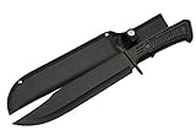 SZCO SUPPLIES 15" Outdoor Survival Black Tech Bowie Blade Knife