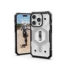 URBAN ARMOR GEAR UAG Case [Updated Ver] Compatible with iPhone 15 Pro Case 6.1" Pathfinder Clear Ice/Silver Built-in Magnet Compatible with MagSafe Charging Rugged Transparent Protective Cover